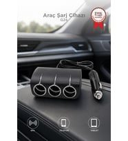 Torima Araç Şarj Cihazı Üçlü Led Soketli 120W Çakmaklık Girişli Şarj Aleti G24 Siyah