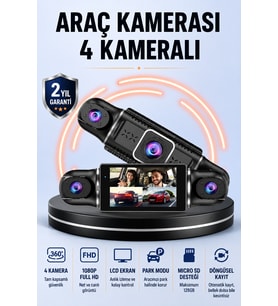 170 Derece Geniş Açılı 4 Kameralı Akıllı Araç Kamerası