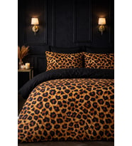 More Home Tek Kişilik Yorgan Kılıfı + Yastık Kılıfı Çarşafsız Dijital Baskılı 3D 3 Boyutlu Leopar Desenli Siyah