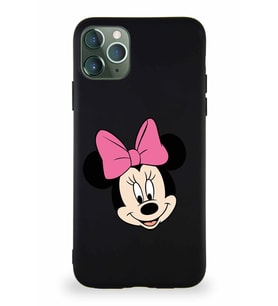 Apple iPhone 11 Pro Max Soft Premier Kapak Minnie Mouse-C Tasarımlı Silikon Kılıf - Siyah (Şeffaf)