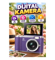 48 MP Dijital Kamera – 4K Video, Otomatik Odaklama, Flip Ekran ve Flash