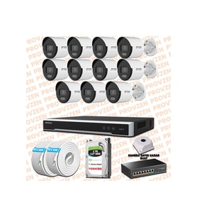 Provzen Hikvision 11 IP 4MP ColorVu Mikrofonlu Güvenlik Kamerası Olay Anında bildirim