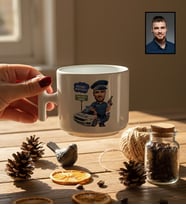 Kişiye Özel Kişiye Özel Karikatürlü Erkek Polis T Kupa Polisler Günü Hediyesi