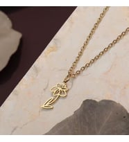 Kişiye Özel 925 Ayar Gümüş Şık Çiçek Model Kolye Anneler Günü Hediye (Gold)