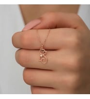925 Ayar Gümüş Rose Kaplama Zirkon Taşlı Kedi Kadın Kolye