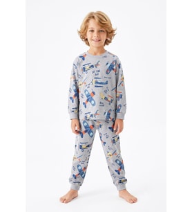 Erkek Çocuk %100 Pamuk Pijama Takımı 3-8 Yaş 12736IS MODANINO
