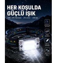 Usb Şarjlı Led Kafa Feneri 50M Odak 150M Geniş Aydınlatma Yeni Nesil