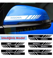 Opel Opc Corsa İnsignia Astra Vectra Yan Ayna Oto Sticker Etiket Yapıştırma 3 Çift ( 20 x 2 Cm Ölçü )