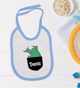 BK Kids Kişiye Özel Mavi Bebek Mama Önlüğü - Model 172