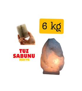Doğal Çankırı Taşlı Elde İşlenmiş Tuz Lambası 6.7 kg, Sağlıklı ve Şık Dekorasyon (Krem)