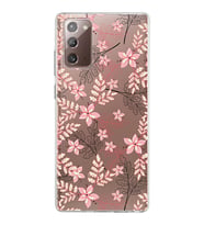 Samsung Galaxy Note 20 Kapak Floral Kırmızı Tasarımlı Şeffaf Silikon Kılıf