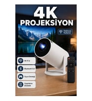 Kablosuz 4K Projeksiyon Cihazı – Wi-Fi 6, Bluetooth 5.0, Oyun ve Uygulama Destekli Yeni Nesil