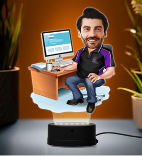 Doğum Günü Hediyesi,Sevgiliye Hediye, Kişiye Özel Fotoğraflı Yazılımcı Karikatür 3D Led Lamba (Beyaz)