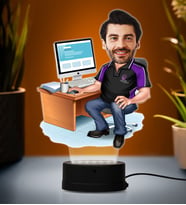 Doğum Günü Hediyesi,Sevgiliye Hediye, Kişiye Özel Fotoğraflı Yazılımcı Karikatür 3D Led Lamba (Beyaz)