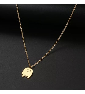 Kişiye Özel 925 Ayar Gümüş Üzgün Hayalet Kolye (Gold)