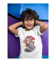 Tasarım Thor Avengers Baskılı Unisex Film Kahramanı Çocuk Tişört (1-12 YAŞ)