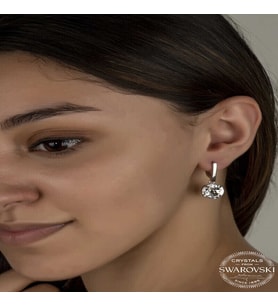 S-warovski Crystal Taşlı Gümüş Beyaz Sallantılı Kadın Küpe