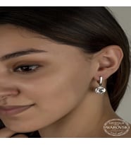 S-warovski Crystal Taşlı Gümüş Beyaz Sallantılı Kadın Küpe