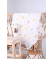 Babyhola Müslin Örtü 80x80cm Bulut Desen Organik Hediyelik Emzirme Alt Açma Yenidoğan Puset Örtüsü (Sarı)