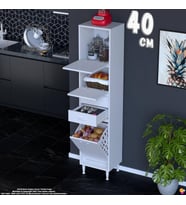 Eliusta Irmak 40 cm Sepetli Çok Amaçlı Üst Çift Kapaklı 2 Çekmeceli Mutfak Kiler Banyo Dolabı 40x181x32 cm