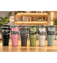 700 Ml Taşıma Kulplu Paslanmaz Çelik Termos Mug - Vakumlu Isı Yalıtımlı Bardak
