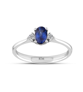0.70 Karat Laboratuvar Pırlanta Safir Yüzük - HRD Sertifikalı