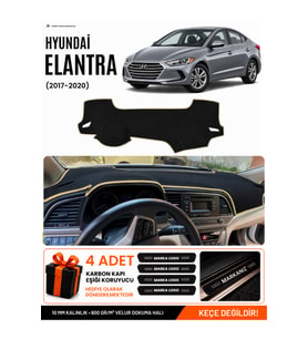 HYUNDAİ ELANTRA (2017-2020) Uyumlu Torpido Örtüsü Torpido Kılıfı - Siyah Bej