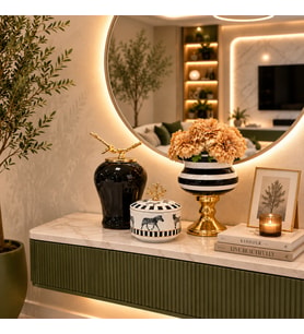 Dekoratif Obje Salon Seti Zebra At Desen Kutu Siyah Zebra Ayaklı Saksı Siyah Şah Gold