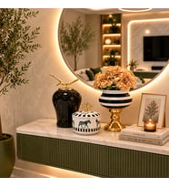Dekoratif Obje Salon Seti Zebra At Desen Kutu Siyah Zebra Ayaklı Saksı Siyah Şah Gold