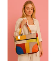Westbag Hakiki Deri Kol Omuz Askılı Çapraz Postacı Çok Gözlü Çanta (Çok Renkli)
