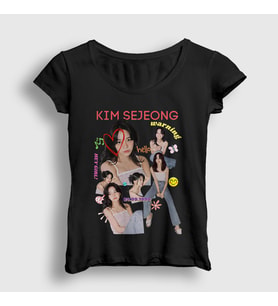 Presmono Kadın Beyaz Poster Kim Sejeong T-Shirt 524039tt (Siyah)
