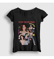 Presmono Kadın Beyaz Poster Kim Sejeong T-Shirt 524039tt (Siyah)