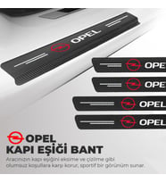 Opel Logolu Karbon Kapı Eşiği Koruyucu Bant Folyo 4'lü Set