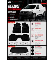 RENAULT EXPRESS PANELVAN 2021-2026 Araca Özel 3D Paspas + 3D Bagaj Havuzu