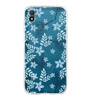 PrintiFy Huawei Y5 2019 Uyumlu Kamera Korumalı Floral Mavi Tasarımlı Şeffaf Silikon Kılıf