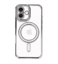 iPhone 16 Plus Kılıf Joke Simli Magneticsafe Kılıf - Gri