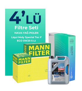 MANN Ford Courier 1.0 EcoBoost Filtre Bakım Seti Liqui Moly Motor Yağlı (2024-2025) 4 Lü