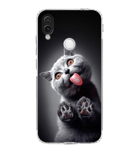 PrintiFy Redmi Note 7 Pro ile Uyumlu Kedi 2 Kamera Korumalı Şeffaf Kılıf