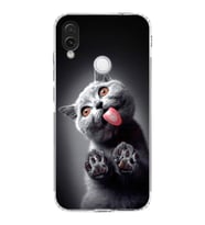 PrintiFy Redmi Note 7 Pro ile Uyumlu Kedi 2 Kamera Korumalı Şeffaf Kılıf