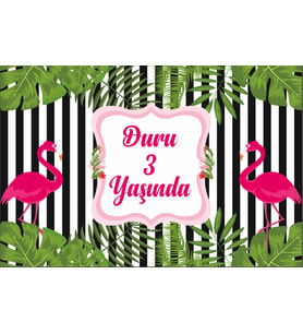 Flamingo Temalı Doğum Günü Afişi 50x70 cm