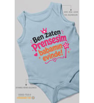Ben zaten prensesim babamın evinde! Sıfır Kollu Bebek Zıbını %100 Pamuk