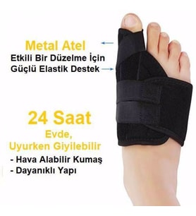 Halluks Valgus Gece Ateli Hallux Valgus Düzeltici Başparmak Ateli (Siyah)