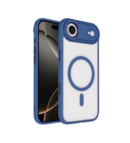 iPhone 17 Air Kılıf Wireless Şarj Özellikli Krom M-safe Silikon Kılıf (Lacivert)
