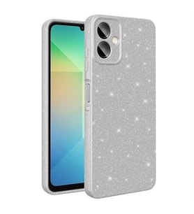 Coverzone Galaxy A06 ile uyumlu Z-Jelly K?l?f Kamera Korumal? Simli I??lt?l? Renkli Parlak Silikon Kapak - Silver