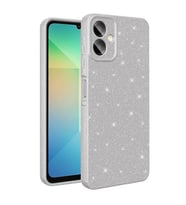 Coverzone Galaxy A06 ile uyumlu Z-Jelly K?l?f Kamera Korumal? Simli I??lt?l? Renkli Parlak Silikon Kapak - Silver