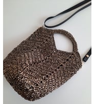Elchandmade Tığ İşi Örgü Çapraz Metalik Bucked Bag Çanta