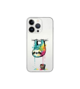 iPhone 13 Pro ile Uyumlu Splash Tembel Hayvan Tasarımlı Şeffaf Silikon Kılıf