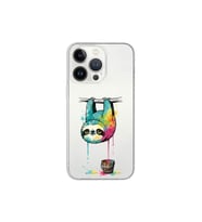 iPhone 13 Pro ile Uyumlu Splash Tembel Hayvan Tasarımlı Şeffaf Silikon Kılıf