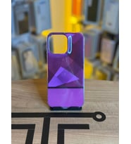 iPhone 14 Pro Max Uyumlu Kristal Görünümlü Geometrik Desenli Parlak Kılıf (Pembe)