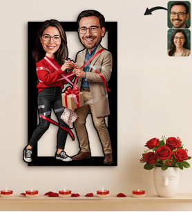 BK Gift Kişiye Özel Sevgili Karikatürlü 3D Ahşap Tablo -23, Fotoğraftan Karikatür, Sevgililer Günü Hediyesi, Ev Hediyesi